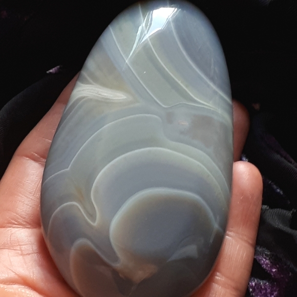 Other - Blue Brazilian Banded Agate Palmstone